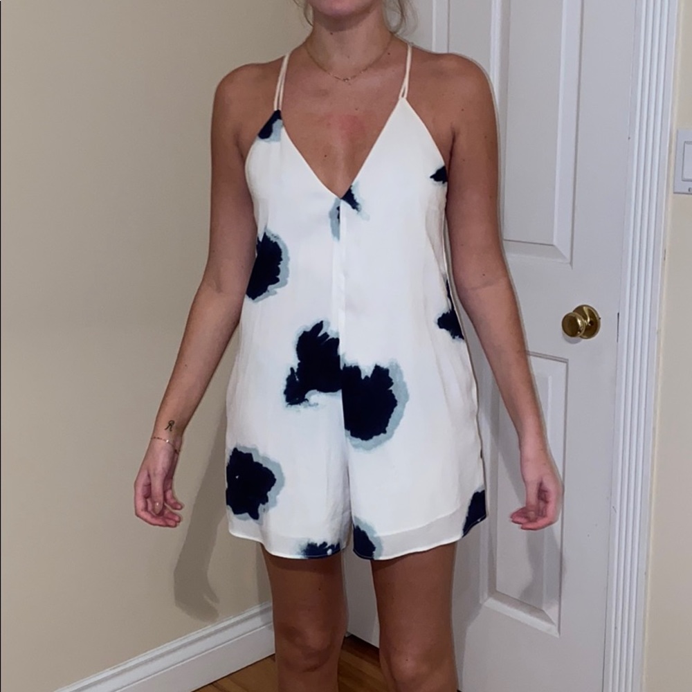 Aritzia white and blue romper